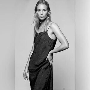 Elegant Forest Green Jacquard Slip Dress